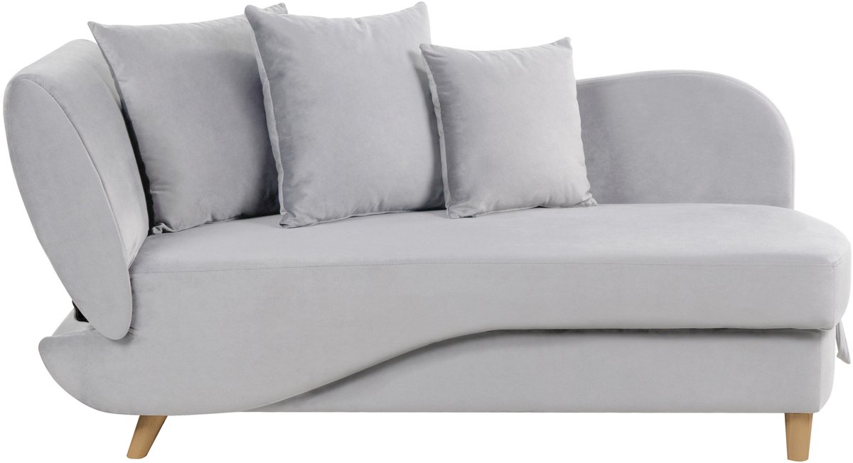 Beliani MERI II - Chaise longue opberg - Lichtgrijs - Linkerzijde - Fluweel