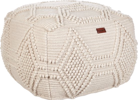 CHOIM - Pouf - Beige - 60 x 60 x 40 cm - Laine