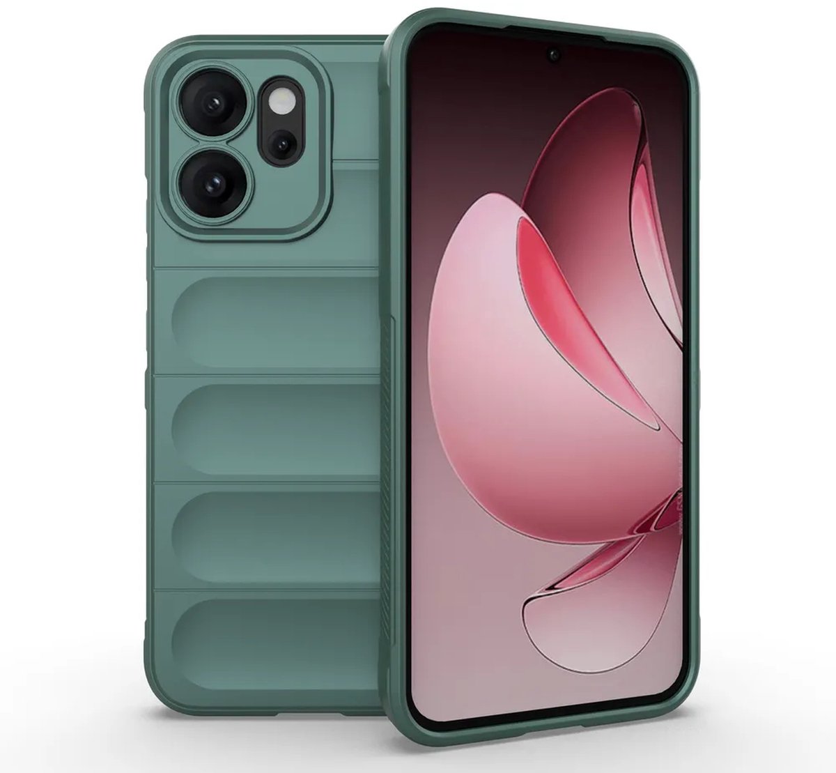 MobyDefend Hoesje - Geschikt voor Oppo Reno14 - TPU Gripcase - Groen