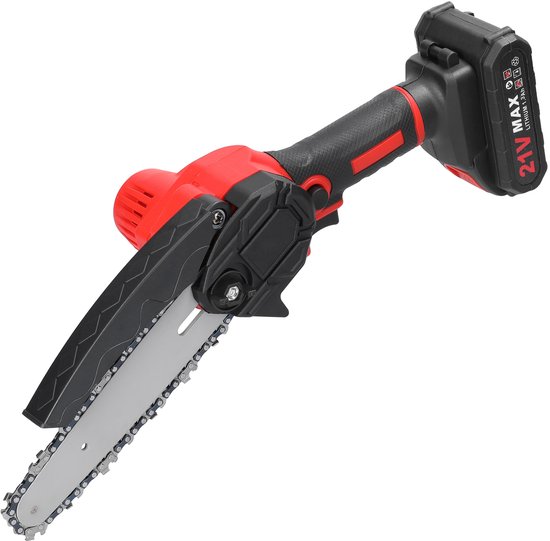 21V Mini Kettingzaag - 6 Inch Snoeizaag Draadloos - Incl. 2 Accu’s & Oplader - Veiligheidsslot - Compact & Lichtgewicht - Met Draagkoffer van VONROC — afbeelding 4