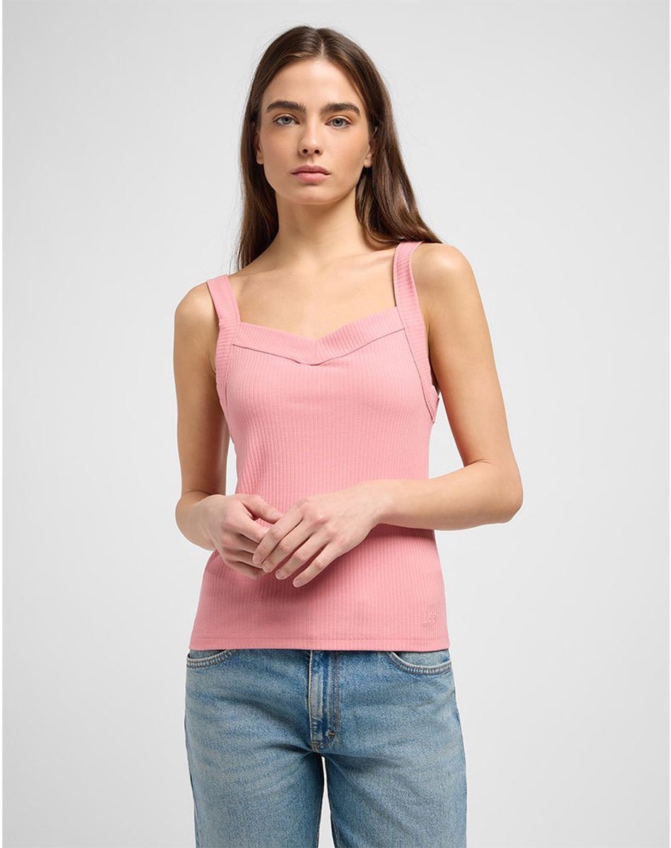 Lee Rib Cami Mouwloos T-shirt L Vrouw Roze