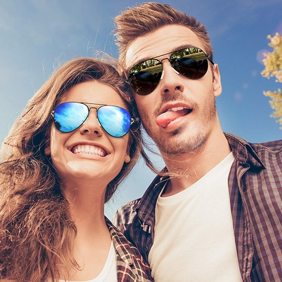 Piloten Zonnebril voor Heren en Dames - Gepolariseerd met UV-bescherming en Gespiegelde Lenzen van Merkloos — afbeelding 2