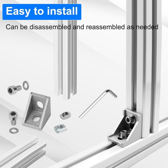 Aluminium hoek, 30 x 30, 10 stuks aluminium profielen, hoekverbinders, 90 graden, aluminium profiel, hoekverbinder, bevestigingsmateriaal voor planken, CNC-router, stangprofiel (zwart