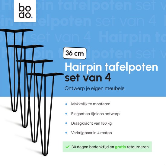 Bartafelpoot Dubbel - Zwart Metaal - 92 cm