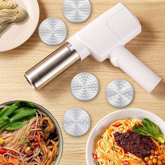 Draagbare draadloze elektrische pastamachine - automatische handheld pastamachine met 2000/2600 mAh accu - 5/6/7 persvormen en accessoires van roestvrij staal — afbeelding 2