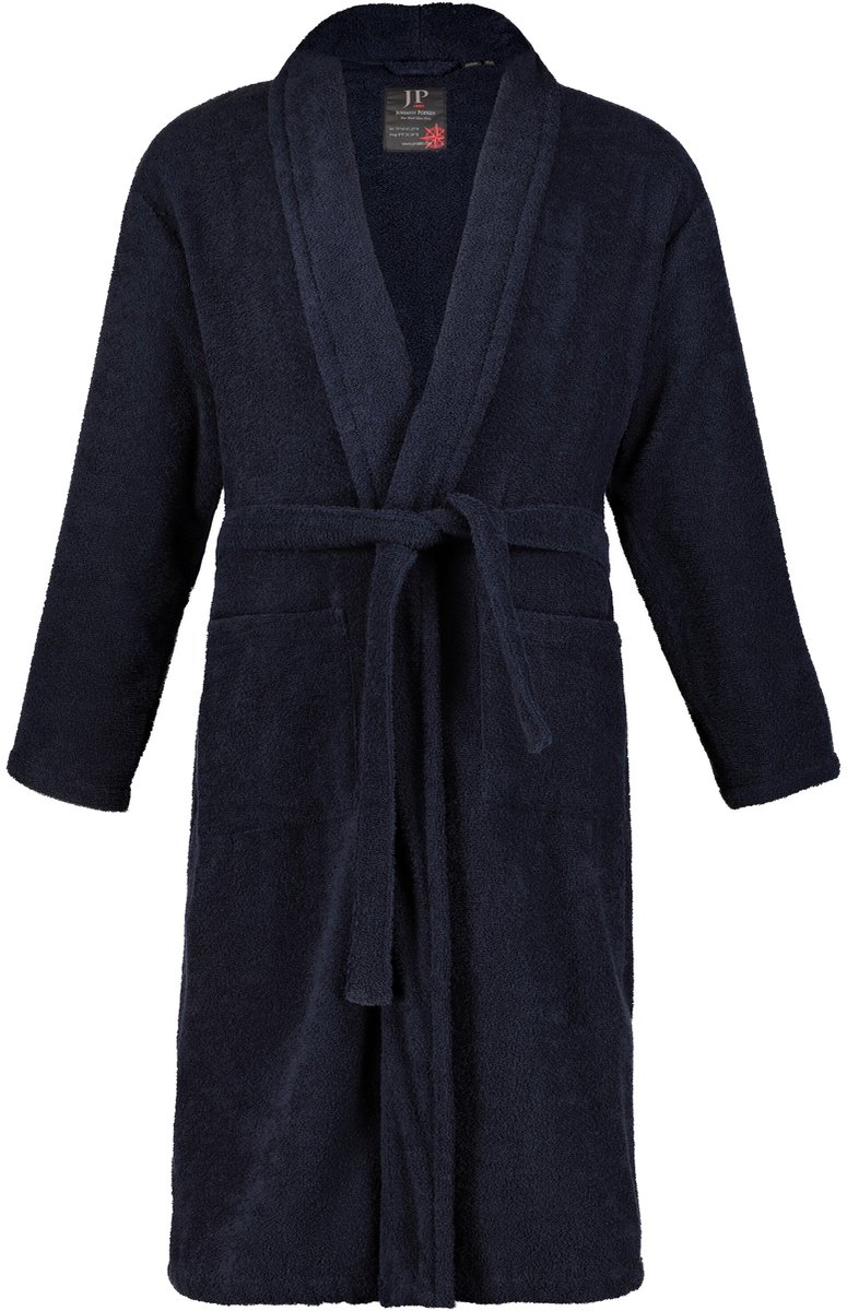 JP 1880 - Heren - Badjas thuispak sjaalkraag badstof - Donkermarine - Maat 4XL