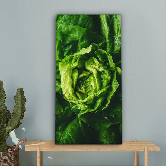 Tableau sur toile 40x80 cm - Décoration murale exclusive Légume - Laitue - Vert - Décoration murale salon - Décoration chambre - Accessoires chambre - Peintures sur toile