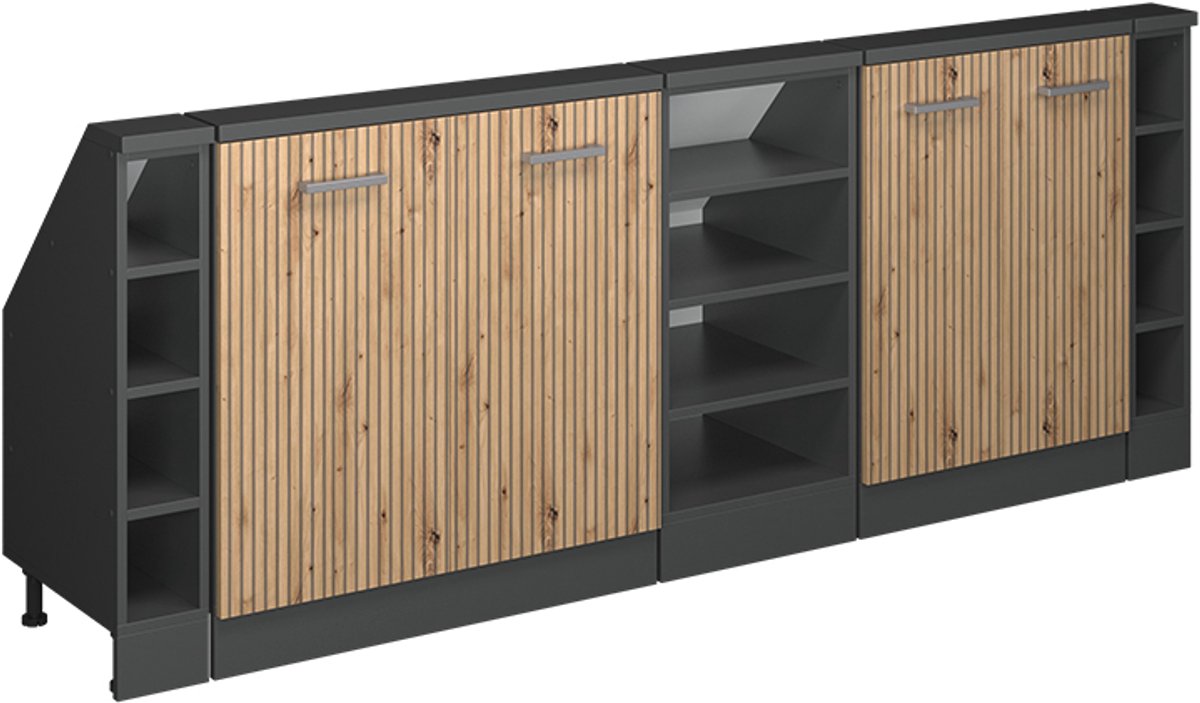 Vicco R-Line Keukenkast voor schuine wand – 210 cm Set van 5 Artisanaal eiken/antraciet