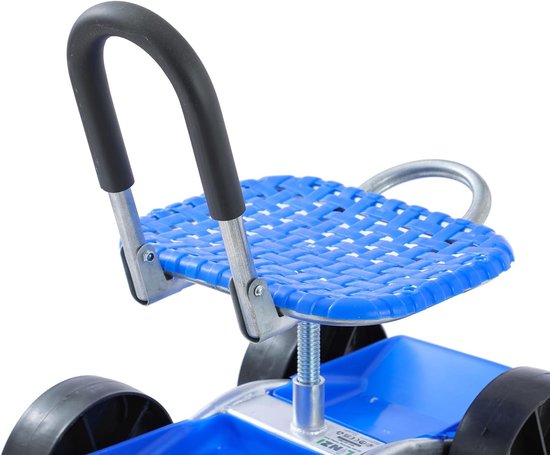 Tuinstoel Op Wielen, SucceBuy Tuinkar Met Zitting, Wielen En En Uitschuifbare Handgreep