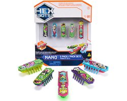 HEX BOTS nano 5 Pack, 4 nano Bots met extra Flash nano, sensorisch speelgoed voor kinderen en katten met trillingstechnologie, insecten- en minirobotspeelgoed