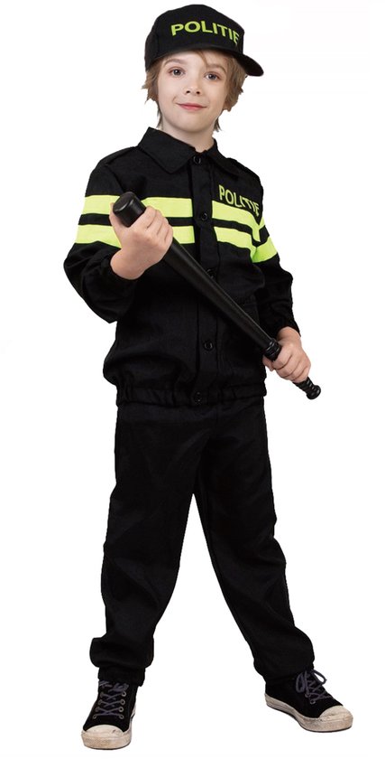 Politie Kostuum Kind – Realistisch Verkleedpak Inclusief Shirt, Broek en Hoed – Carnaval, Verkleedfeest & Themafeest – 4-6 jaar