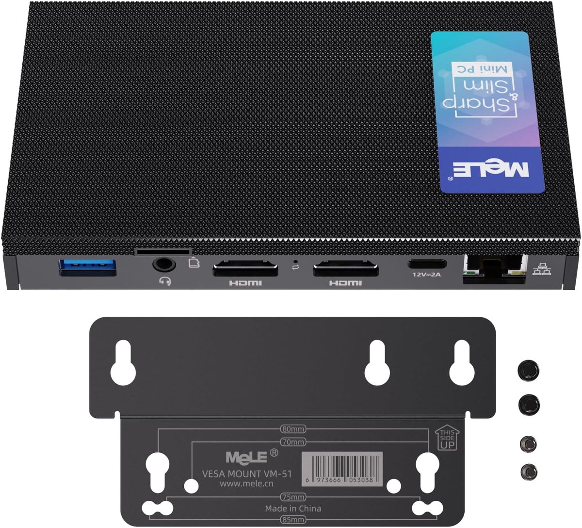Draagbare Fanless Mini PC met Win11 en Dual HDMI, 8G RAM, 256G SSD