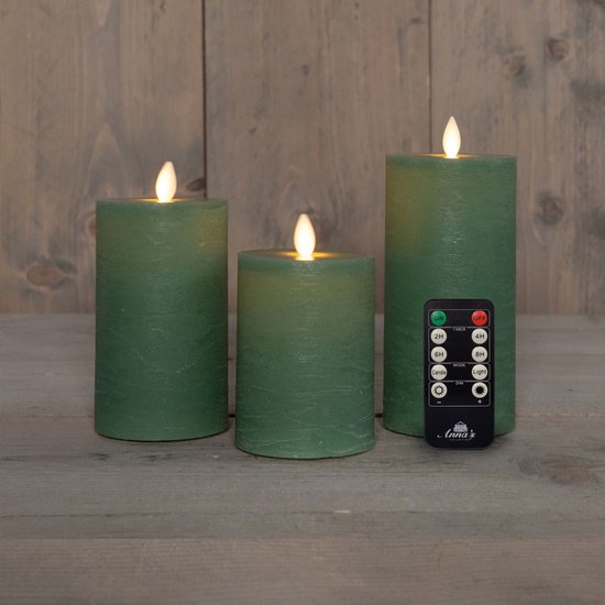 Anna s Collection LED Kaars Oplaadbaar Flame Effect Rustiek Set 7 5 Cm 