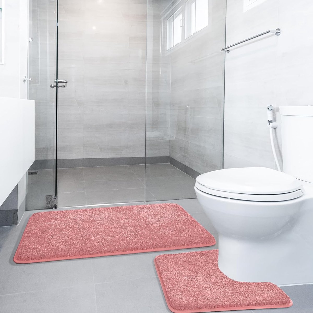 Antislip Badmat Set – Luxe 2-delig met Pluche Douchematt en Microfiber Toiletmat – Absorberend en Machinewasbaar
