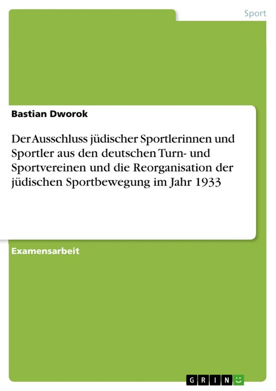 Der Ausschluss J�Discher Sportlerinnen Und Sportler Aus De ... - cover