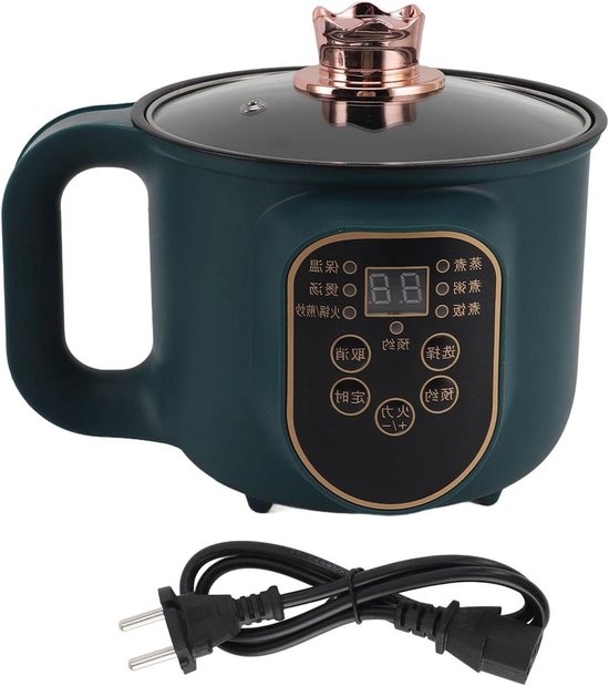 1.8L Mini Elektrische Kookpot 600W 2 Speed ​​Smart Mini Hot Pot Multifunctionele Fornuis Non Stick Rapid Noodle Fornuis (EU-stekker 220V