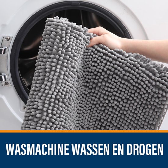 Badmat antidérapant Olanly - Tapis de douche - Tapis de Badmat - Tapis de sol - Tapis de bain en chenille - Grijs - 61 x 120 cm