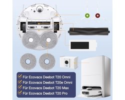 20 stuks accessoires voor Ecovacs Deebot T20 Omni / T20e Omni / T20 Max / T20 Pro robotstofzuiger, 1 hoofdborstels, 4 reinigingsdoeken, 4 Hepa-filters, 4 stofzakken, 6 zijborstels, accessoireset voor