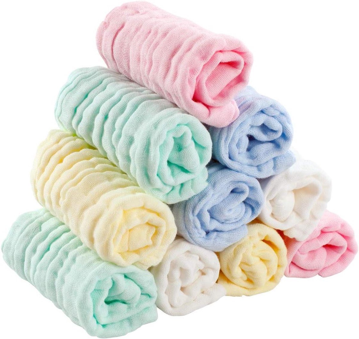 Allecto plus - Babywashandjes van biologisch katoen, 10 stuks, 25 x 25 cm, zacht en hypoallergeen.