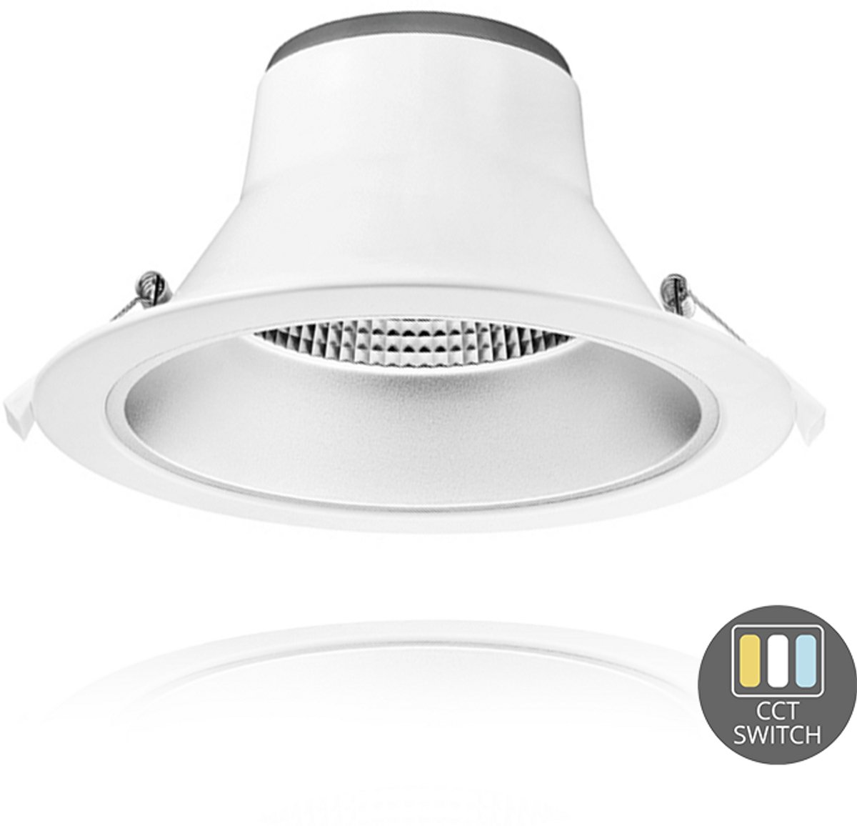 LED Downlight met Reflector - 15W - Ø195 mm - CCT-Switch - Wit - 5 jaar garantie