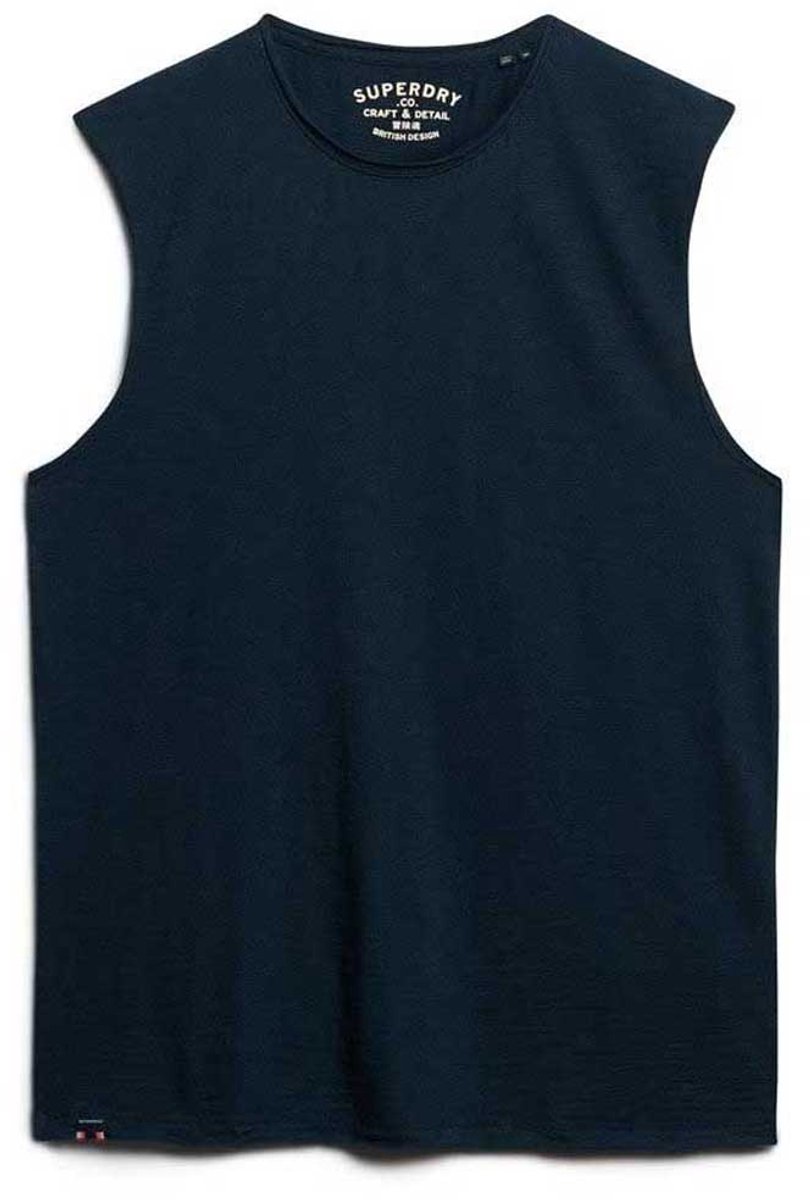 Superdry Raw Edge Slub Mouwloos T-shirt L Man Marineblauw