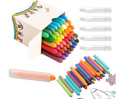 Kinderstraatkrijt - 48 Stuks - Kleurrijk met 5 Transparante Krijthouders - Muurbord Krijt - Stofvrij - Krijt Pennen - Wasbaar - Voor School - Kantoor - Studie - Creatieve Knutselprojecten - Tekenen