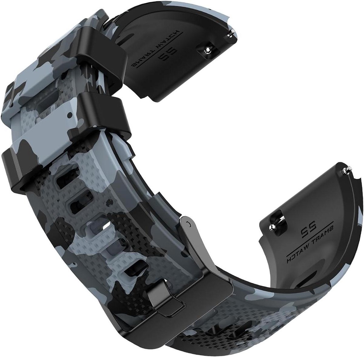Allecto plus - Siliconen horlogebandjes 22 mm met snelsluiting - Grijs camouflage sport horlogeband voor heren - Smartwatch en polshorloge vervanging met snelsluiting