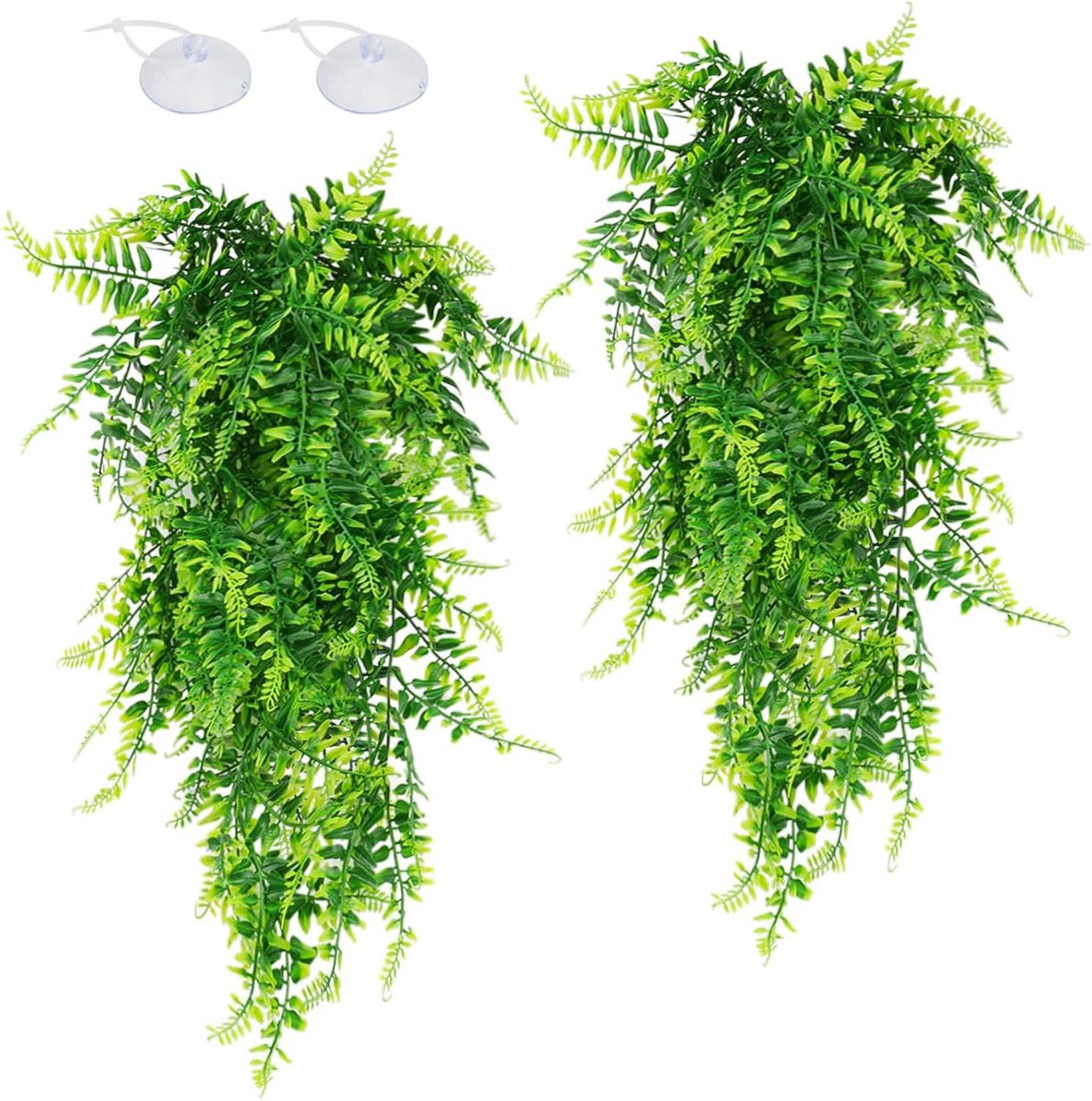 Allecto plus - Kunstmatige Planten Set voor Reptielen Terrarium - Decoratieve Kunstplanten voor Slangen - Natuurlijke uitstraling - 2 Hangplanten & Klimplanten - Varenplanten en Drakenfiguur inbegrepen