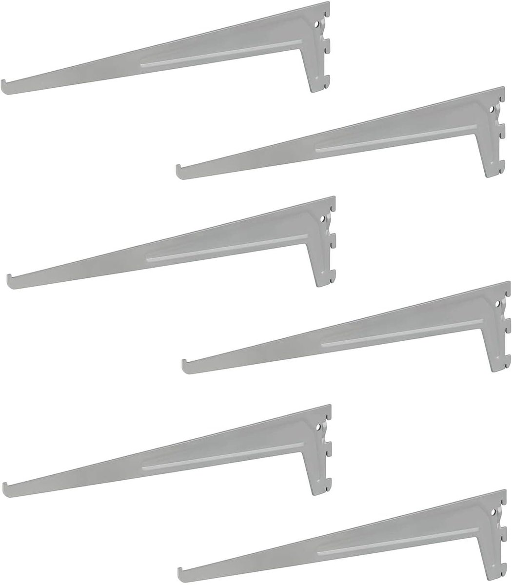 6 x siwitec enkelgatsdragers 500 x 50 mm in aluminium wit, plankdrager voor een plankrailsysteem