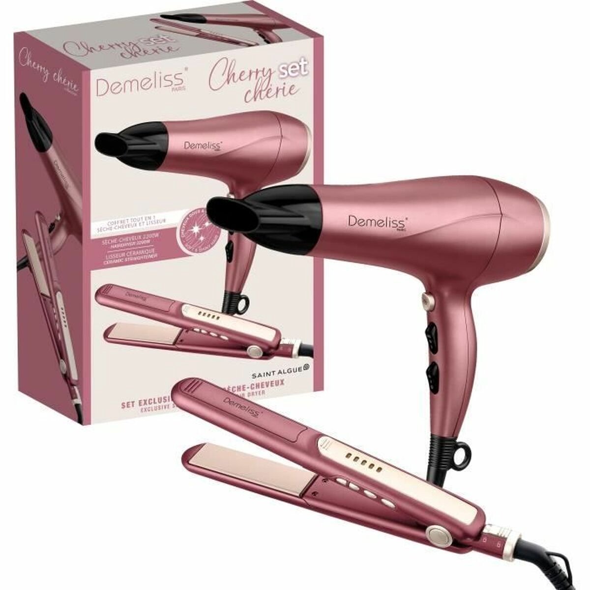 Set stijltang + haardroger - DEMELISS - 2200 W - Cherry Chérie