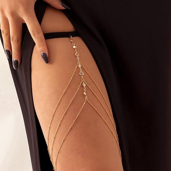 Allecto plus Gelaagde Parel Strass Dij Ketting Body Chain