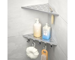 Allecto plus - Hoek douchemand roestvrij staal 304, 25,4 cm, badkamerrenovatie - doucheplank hoek - betegelde muren - gepolijst