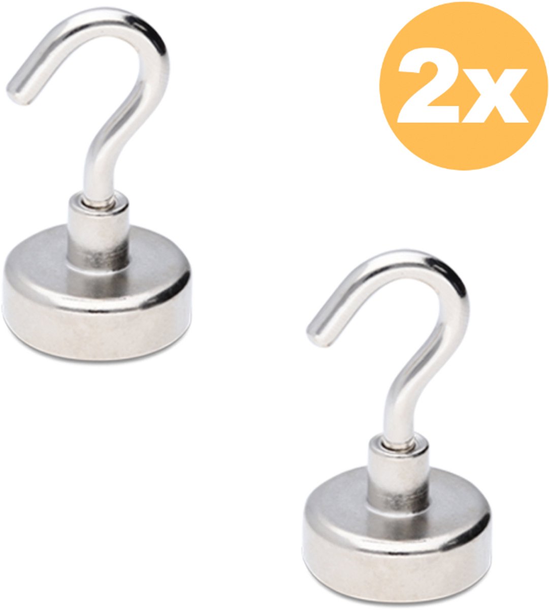 MAGNET OUTLET Magneten Sterk - Haakmagneten Multipack - Ø20mm - M4 Draad - Trekkracht 13 kg - Vernikkeld - 2 Stuks