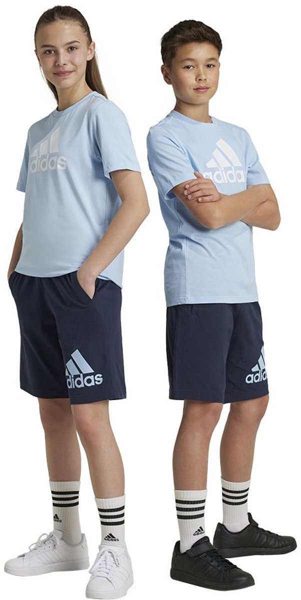 Adidas Essentials Big Logo Cotton Korte Broek 7-8 Years Kinderen Legend Ink/clear Sky/gum