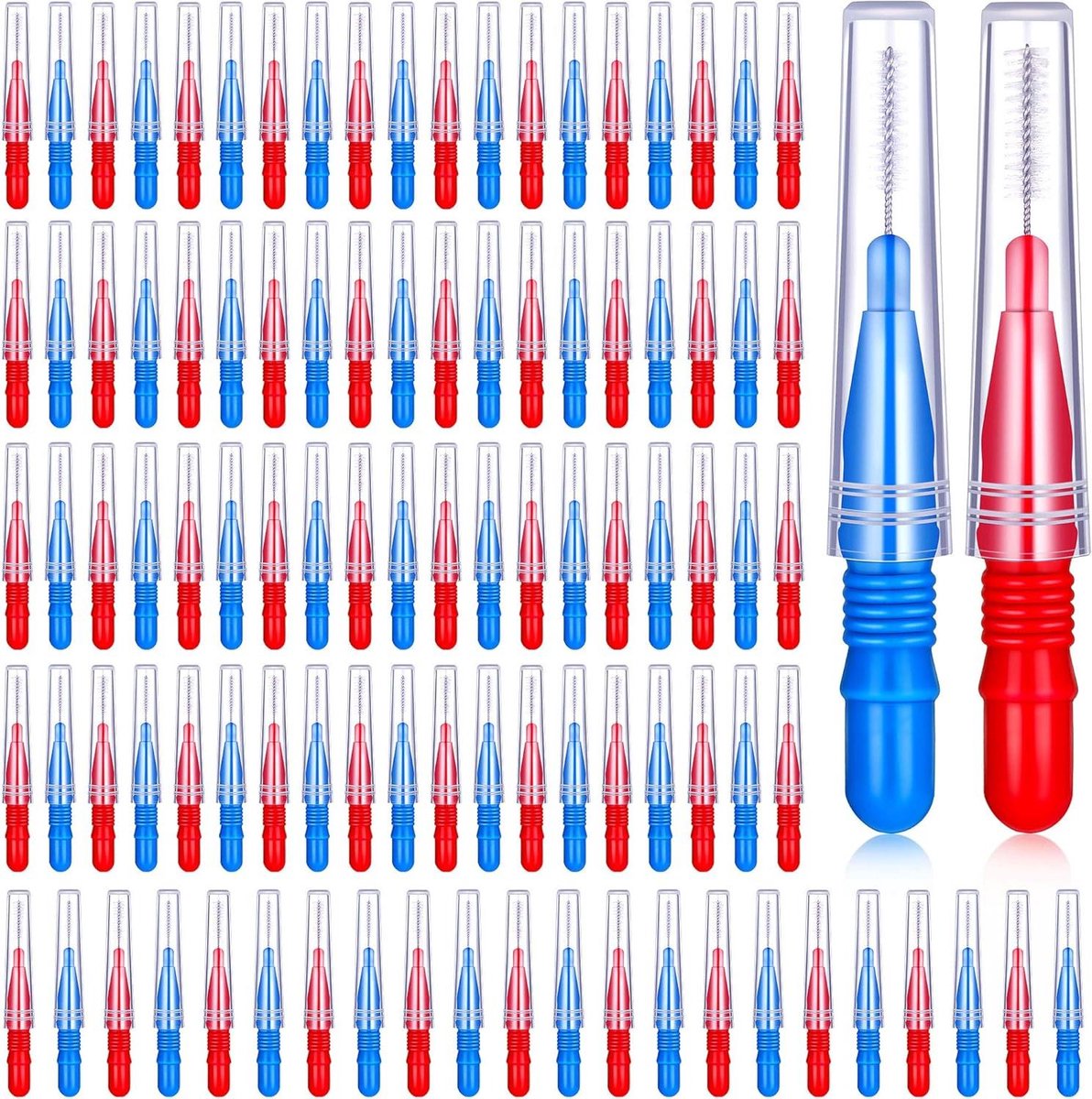 Allecto plus - Interdentale Borstels voor Tandenreiniging - 100 Stuks - Mondhygiëne Tandenstoker - Orale Tandenstoker Flossing Hoofd - Tandheelkundige Borstel Flosser.