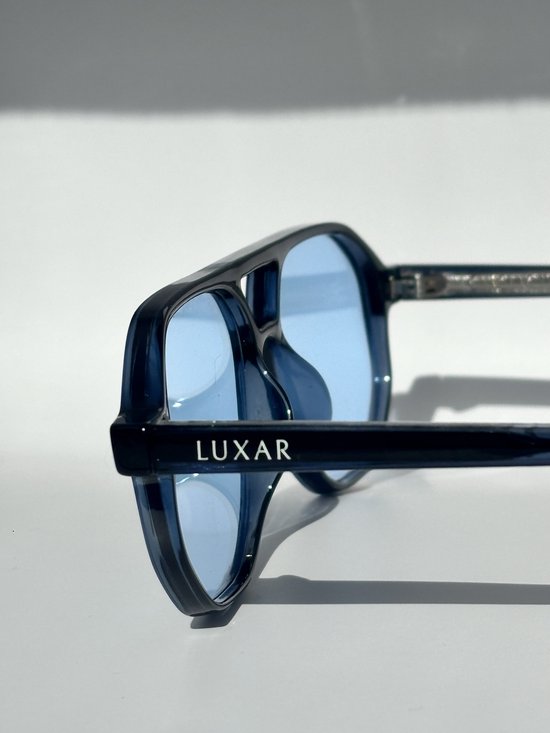 LUXAR Zonnebril Piloot Zwart/Blauw - Aviator Heren & Dames - Dubbelbrug - UV400 Bescherming van LUXAR — afbeelding 3