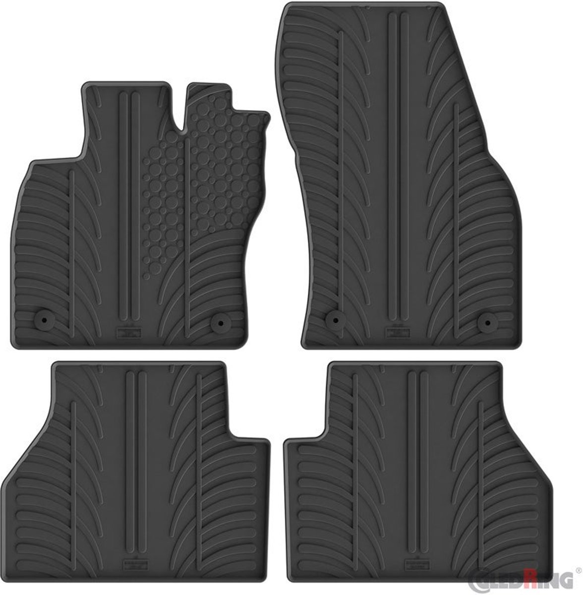 Rubbermatten passend voor Volkswagen Caddy V MPV 2020- & Ford Tourneo Connect (L1/L2) 2022- (T profiel 4-delig montageclips)
