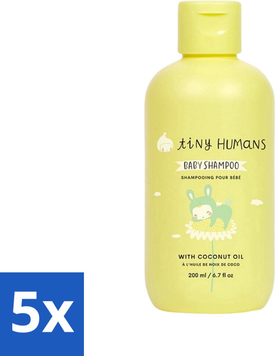 Image of 5 x Tiny Humans - Baby Shampoo - Extra Zacht & Natuurlijk - Voor Dagelijks Gebruik - 200 ml - Babyhuid - Babyhaar - Kokosolie - Tarweproteïne - SLS-vrij