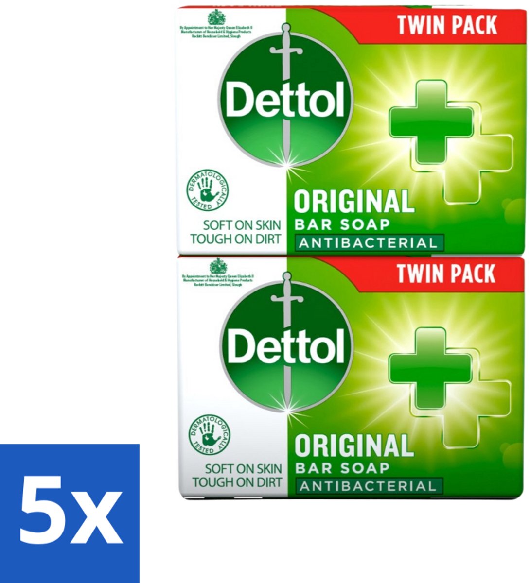 5 x Dettol - Zeeptablet - Origineel - Antibacterieel - 2x 100g Zeeptabletten - Handzeep - Antibacterieel - Hygiëne - Handwas - Zeeptablet