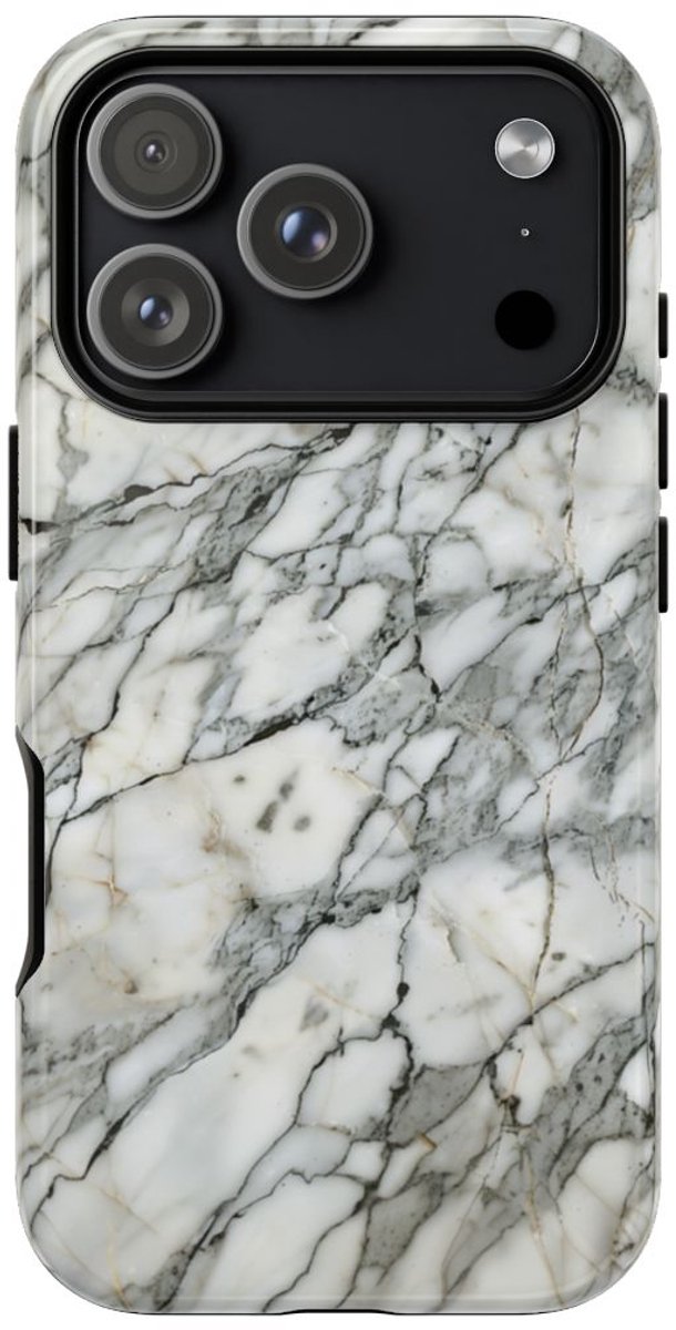 Wit Marmerpatroon met Glanzende Afwerking – Telefoonhoesje Geschikt voor iPhone 17 Pro