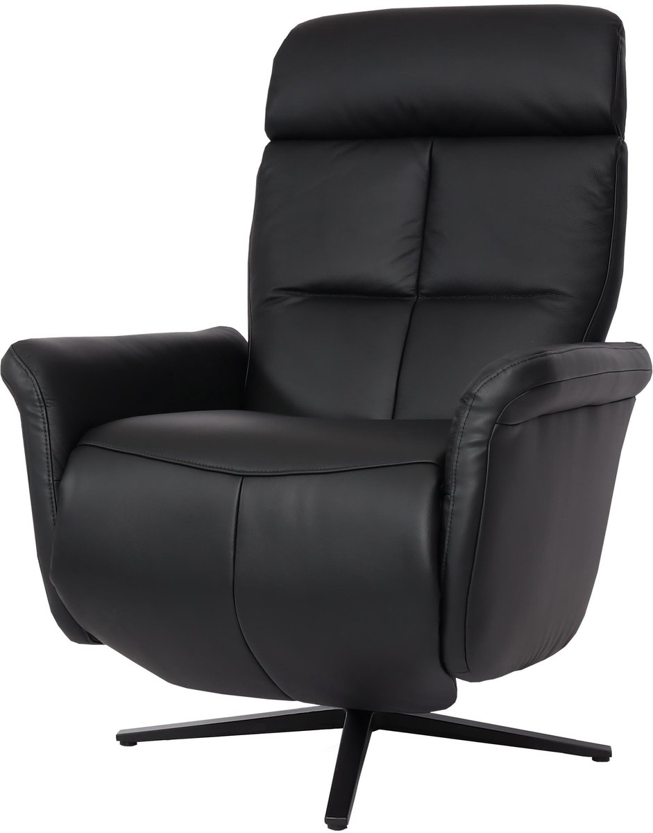Relaxfauteuil MCW-L10, design TV-fauteuil TV-fauteuil relaxfauteuil, draaibare relaxfunctie, volledig leer ~ zwart