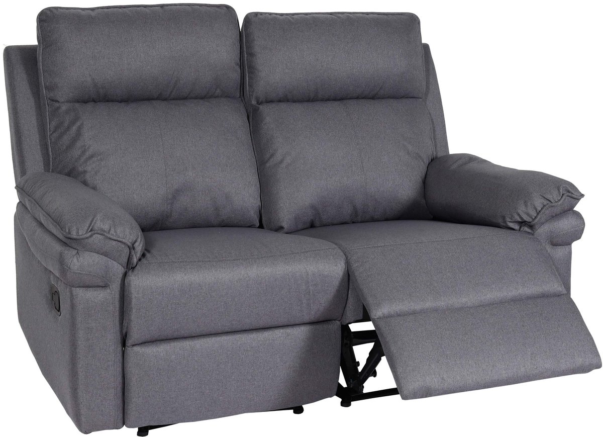 MCW 2-zits bioscoopfauteuil MCW-L94, relaxfauteuil TV-fauteuil bank, verstelbare armleuning nosag-vering stof/textiel ~ donkergrijs