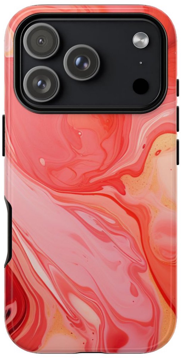 Koraalrode Abstracte Krullen – Telefoonhoesje Geschikt voor iPhone 17 Pro