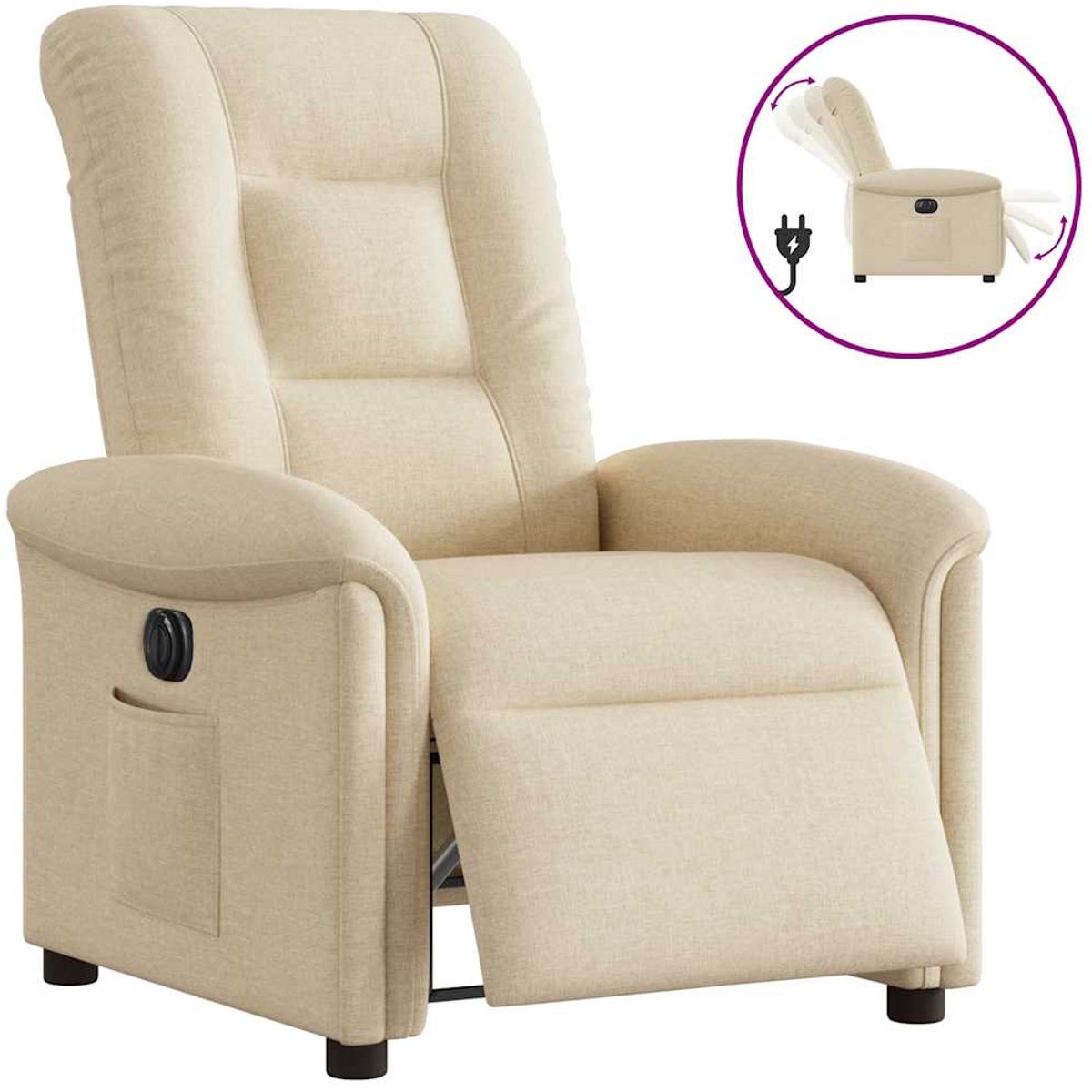 vidaXL Fauteuil - verstelbaar - elektrisch - stof - crèmekleurig