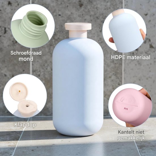 QTTVBTNA -Navulbare Reisbeker Set - Lekvrije Shampoo Flessen - Ideaal Voor Vakantie, Camping & Zakenreis van Qttvbtna — afbeelding 4