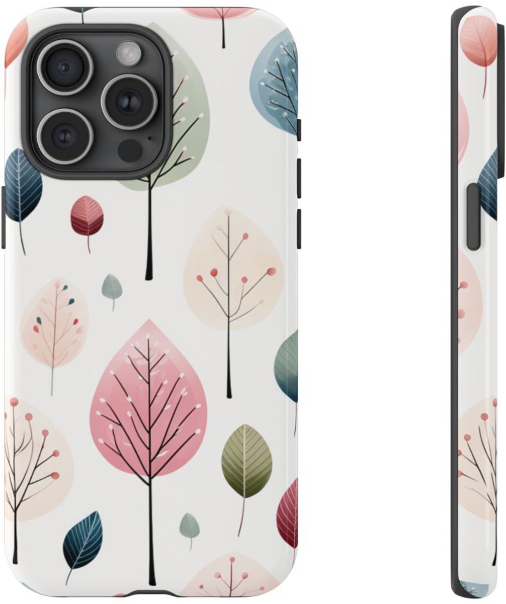 Pastelbladerenpatroon – Telefoonhoesje Geschikt voor iPhone 15 Pro Max