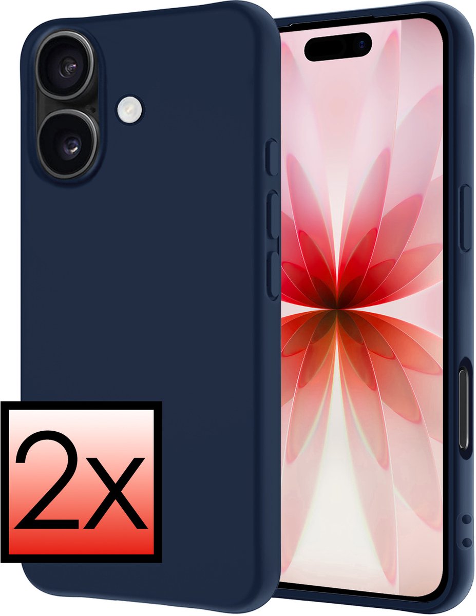 Hoesje - 2 Stuks - Geschikt voor Apple iPhone 17 - Sterk & Shockproof - Case Siliconen - Back Cover - Telefoon Hoes - Donkerblauw