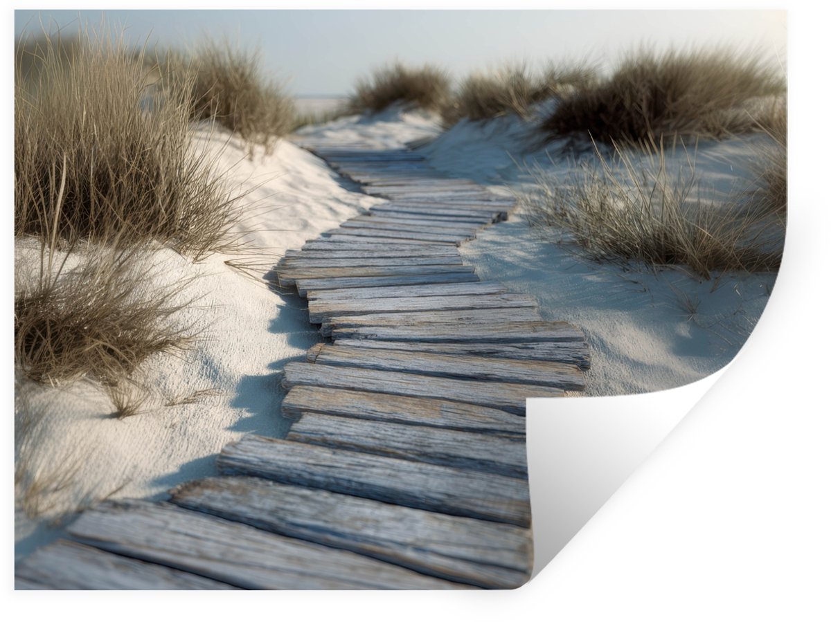 Muurstickers - Sticker Folie - Pad - Planken - Duinen - Gras - 80x60 cm - Plakfolie - Muur