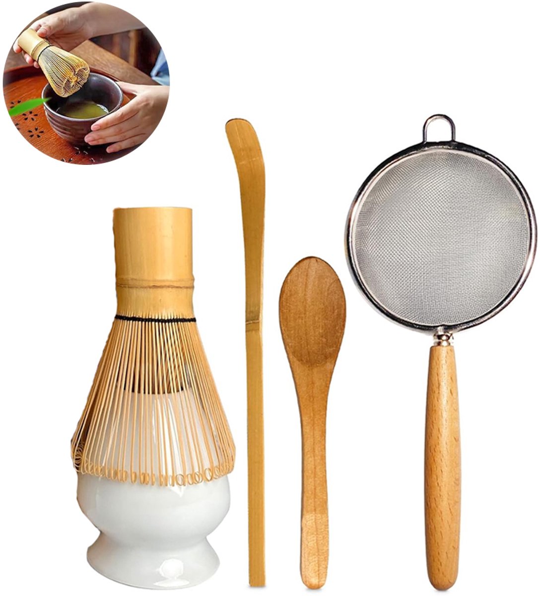 OUYLAF matcha thee set - 5-delige Starter Kit - Matcha Thee Set - Matcha Kom - Handgemaakt - Matcha Set - matcha starterkit - matcha set - matcha klopper