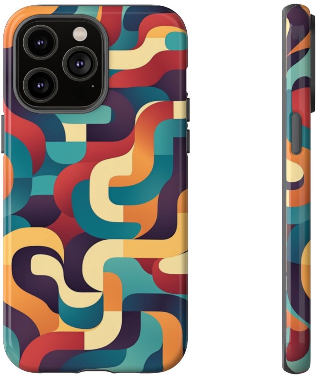 Kleurrijk Abstract Gebogen Patroon – Telefoonhoesje Geschikt voor iPhone 14 Pro Max